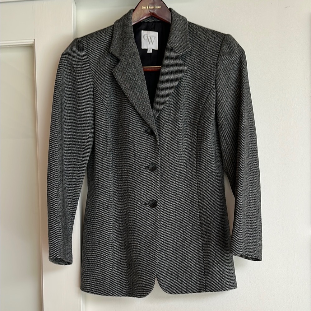Women's Gray Wool Tweed Blazer